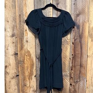Banana Republic 100% Silk Sheer Dress Womens PS Tie Waist Fairygoth Whimsigoth
